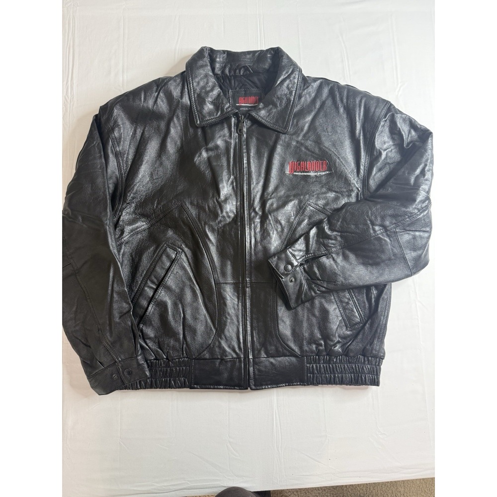 Vintage Highlander Leather Jacket Full Zip Large Movie Promo 10th Anniversary